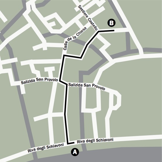 A = San Zaccaria, B = UNESCO - Palazzo Zorzi, Sestiere Castello 4930